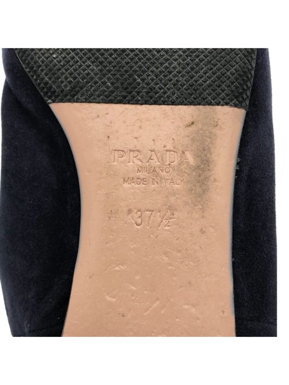 Prada Pointed Toe Suede Flat Shoes 1 S574 H Navy 37 2 - Picture 7 of 8